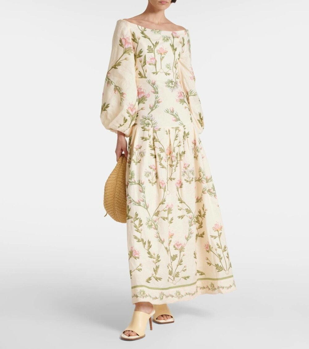 Agua by Agua Bendita Small Senlis Oasis Off-The-
Shoulder Linen Maxi Dress NWT